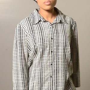 Vintage Black & white graphic print blouse